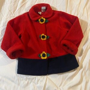 Red and Navy Fleece Daisy Jacket